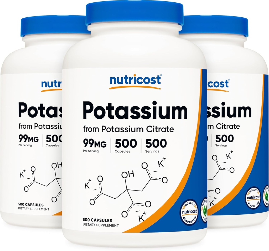 Nutricost Potasu Citrate 99mg, 500 kapsułki (3 butelki)