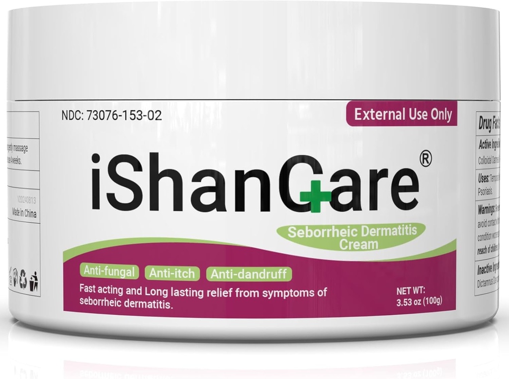 ishancare Seborrheic Dermatitis Cream, Maximum Strength Treatment for Psoriasis, Folliculitis, Dermatitis, Dandruff, Fast Relief for Itching, Redness, Irritation, Scaling, 3.53 Oz