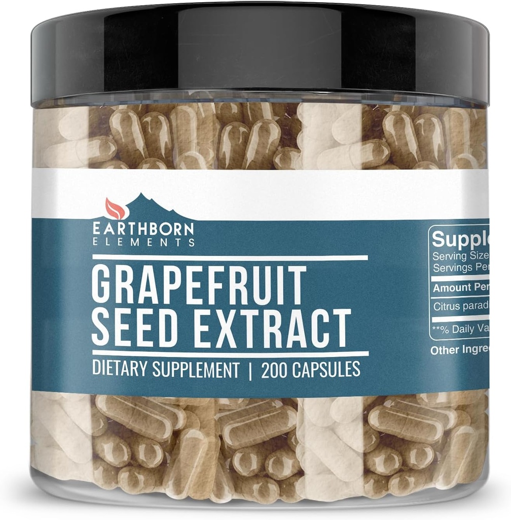 Earthborn Elements Grapefruit Seed Extract 200 Kapsułki, Czyste i nierozcieńczone, Brak dodatków