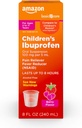 Ibuprofen dla dzieci w postaci zawiesiny doustnej, 100 mg na 5 ml, Reliever Pain and Fever Reducer, Berry Flavor, Na ból gardła, ból głowy i więcej, 8 fl oz (Opakowanie po 1)