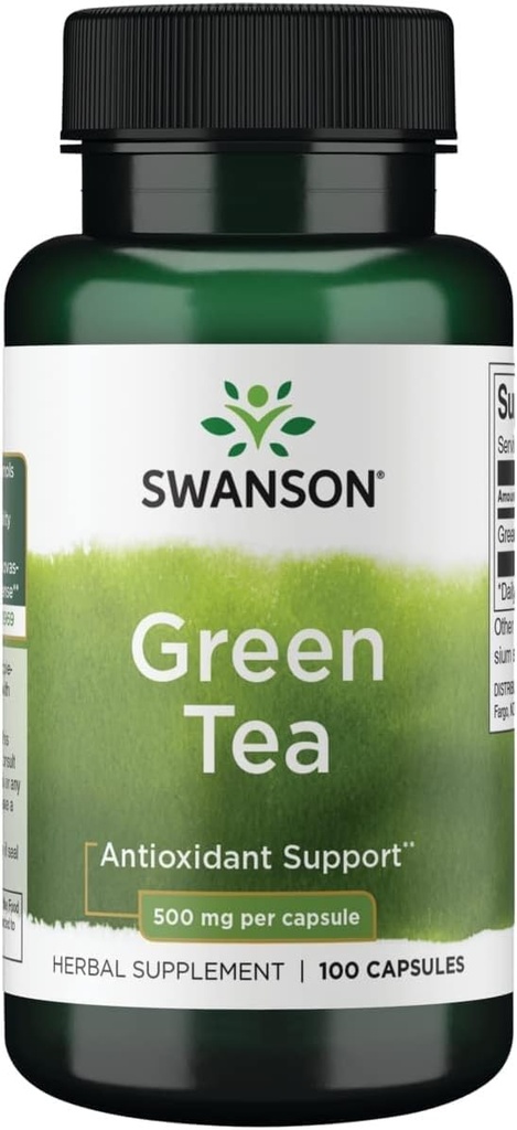 Swanson Green Tea Extract Supplement - Przeciwutleniacz Rich - 500 MG Green Tea Leaf Powder - 100 kapsułki