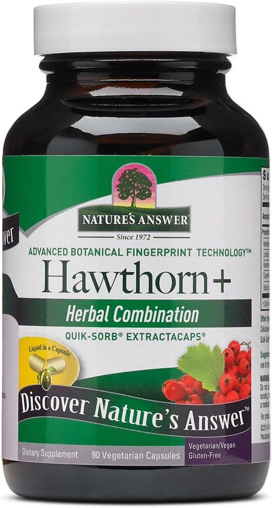 Odpowiedź natury Hawthorn Berry 90- Kapsułki 124; Wspomaga Serce i układ krążenia Funkcje 124; Bez glutenu, Nie-GMO, Wegan, Brak sztucznych aromatów lub konserwantów 124; Pojedyncza liczba