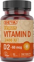 Deva Vegan Witamina D2 60 μg 2400 j. m., Suplement Ergokalcyferolu bez składników zwierzęcych, 90 tabletek, 1- opakowanie