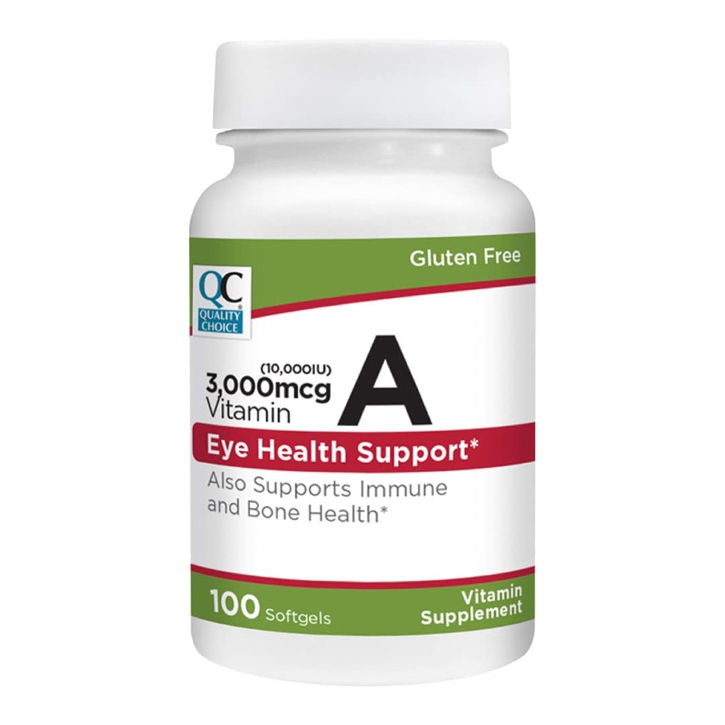Wybór jakości Witamina A 3000 μg (10 000 j.m.) Softgels. Obsługuje funkcje układu immunologicznego, wzroku i kości. Wysoka moc Palmitate Formuła 100 Softgels