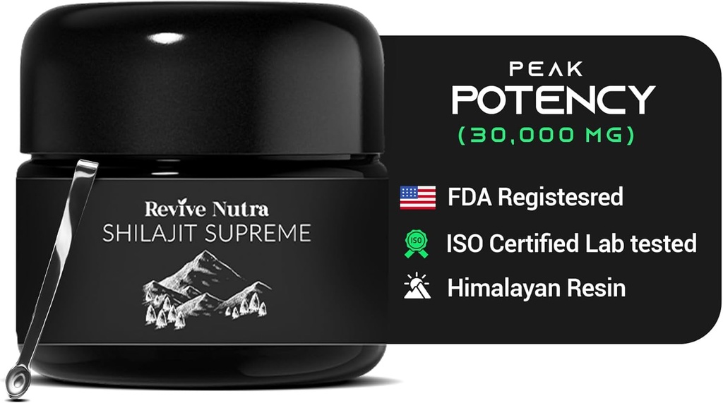 Shilajit for Men and Women - High Potency Himalayan Shilajit Resin, 90 Dni Suszone na słońcu w szczepieniu, 85 + Ślad minerałów i kwasu Fulvic, Lab Tested - Proven for Energy Boost, 124; Wsparcie immunologiczne, 30g
