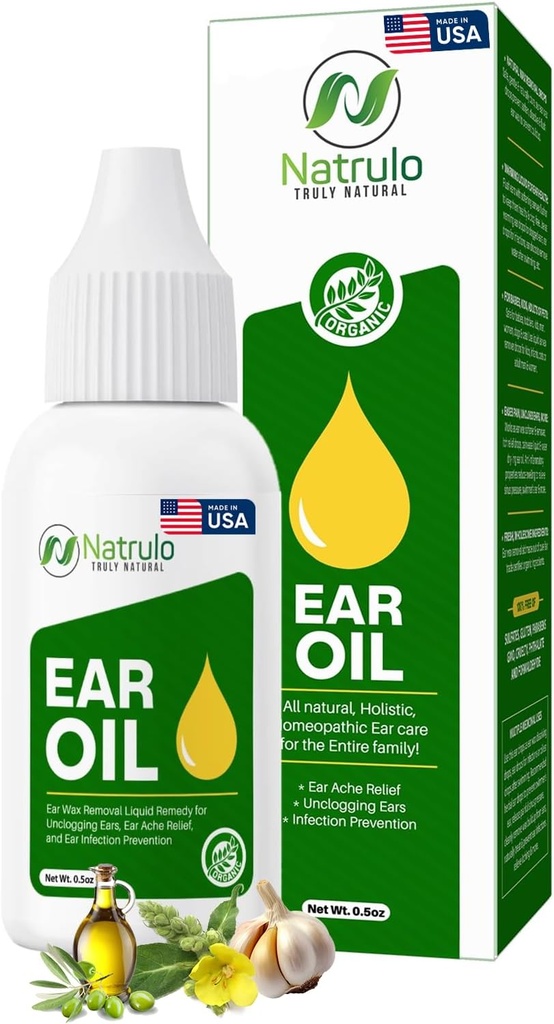Organiczny olej uszny do infekcji ucha - Naturalne krople do uszu ból ucha, pływacki Uszy & Wosk Usuwanie - Dzieci, Dorośli, Baby & Dog Earache Remedy - Uszy krople z Mullein, Czosnek Made in USA (0.5 Oz)