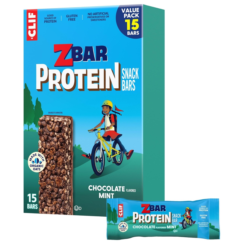 Zbar Protein - Czekoladowa mięta smakowa - Chrupiące batoniki - Wykonane z owsa organicznego - Non-GMO - 5g Protein - Guten Free Protein Bars (15 Pack)