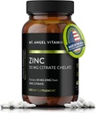 Mt. Anioł Witaminy - Cytrat cynkowy 50 mg - Cynk 50 mg Chelat cytrynowy - Naturalne Zupy cynku Made in USA - 60 Tabletki wegetariańskie