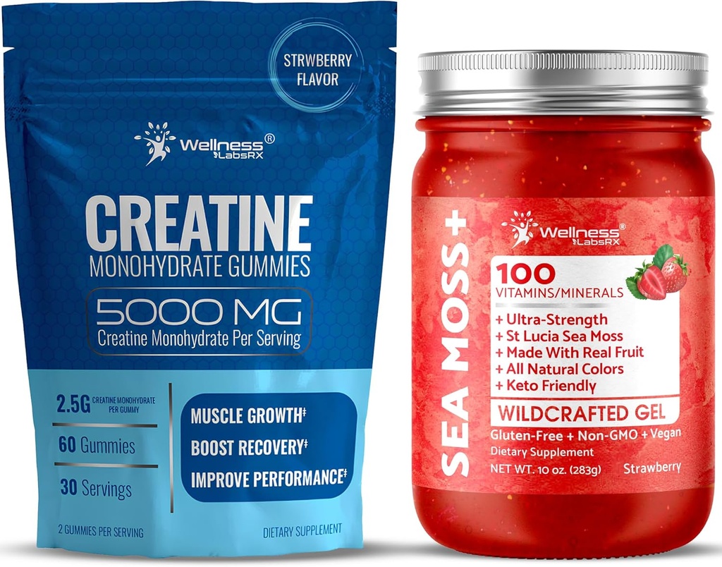 WELLNESS LABSRX Sea Moss Gel Truskawka z Gummies kreatury