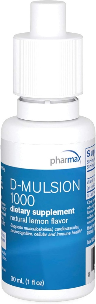 Pharmax D- Mulsion Xi124; Liquid Emulsified Witamina D Xi124; 1 fl. oz. Xi124; Natural Lemon Flavor