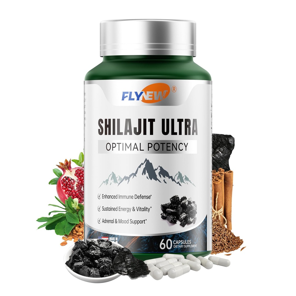Shilajit for Men Women, Shilajit with Natural Fulvic Acid & L- Arginine, Himalayan Shilajits for Extra Power, Stamina & Immune Support, Non-GMO, Made in USA, 60 Kapsułki, 1,300mg Per Serving