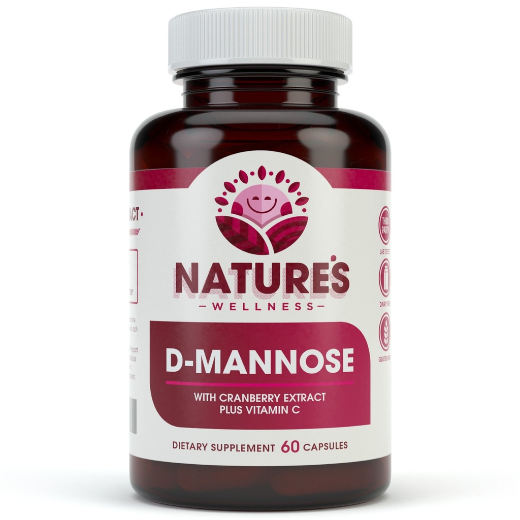 D MANNOSE z ekstraktem żurawinowym i witaminą C - Trakt moczowy UT Cleanse & Bladder Health - Chroni przed promieniowaniem UTI - Natural Healthy Flush & Detox Impurities