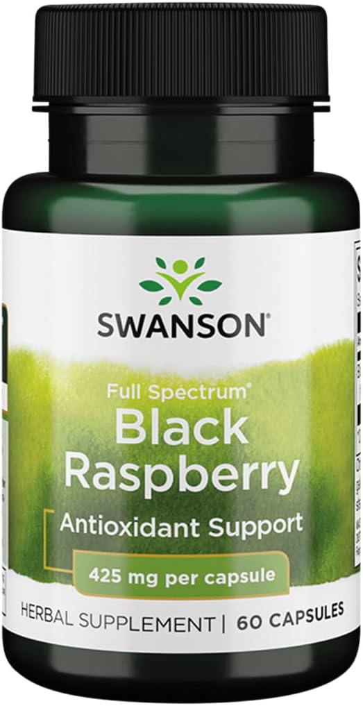 Swanson Black Malina - Suplement ziołowy Promowanie ogólnego wsparcia Wellness - Naturalne źródło flawonoidów i witaminy C - (60 kapsułki, 425 mg każdy)