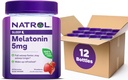 Natrol 5 mg gumki melatoninowe, wsparcie snu dla dorosłych, suplementy melatoninowe do snu, 60 gumek truskawkowo-aromatycznych, 30 Day Supply (opakowanie po 12)