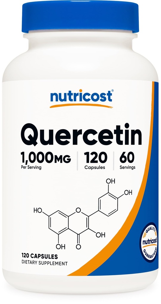 Nutricost Quercetin 1000mg, 120 Kapsułki - Kapsułki wegetariańskie, 60 Servings, 500mg na kapsułki, Non-GMO, Gluten Free