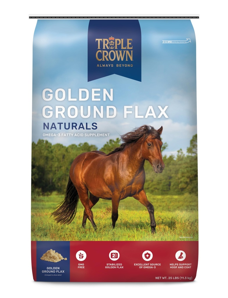 Triple Crown Golden Ground Flax, Flax for Horses, Siemię lniane dla koni, Omega 3 Suplement z koni, 25 funtów