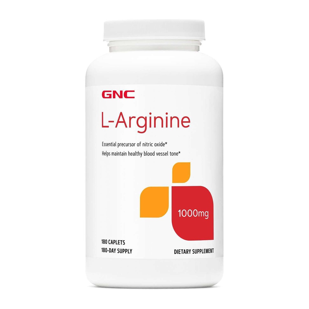 GNC L Arginine 1000mg Suplement, Pomaga zdrowe naczynie krwi Tone, 180 Służenia