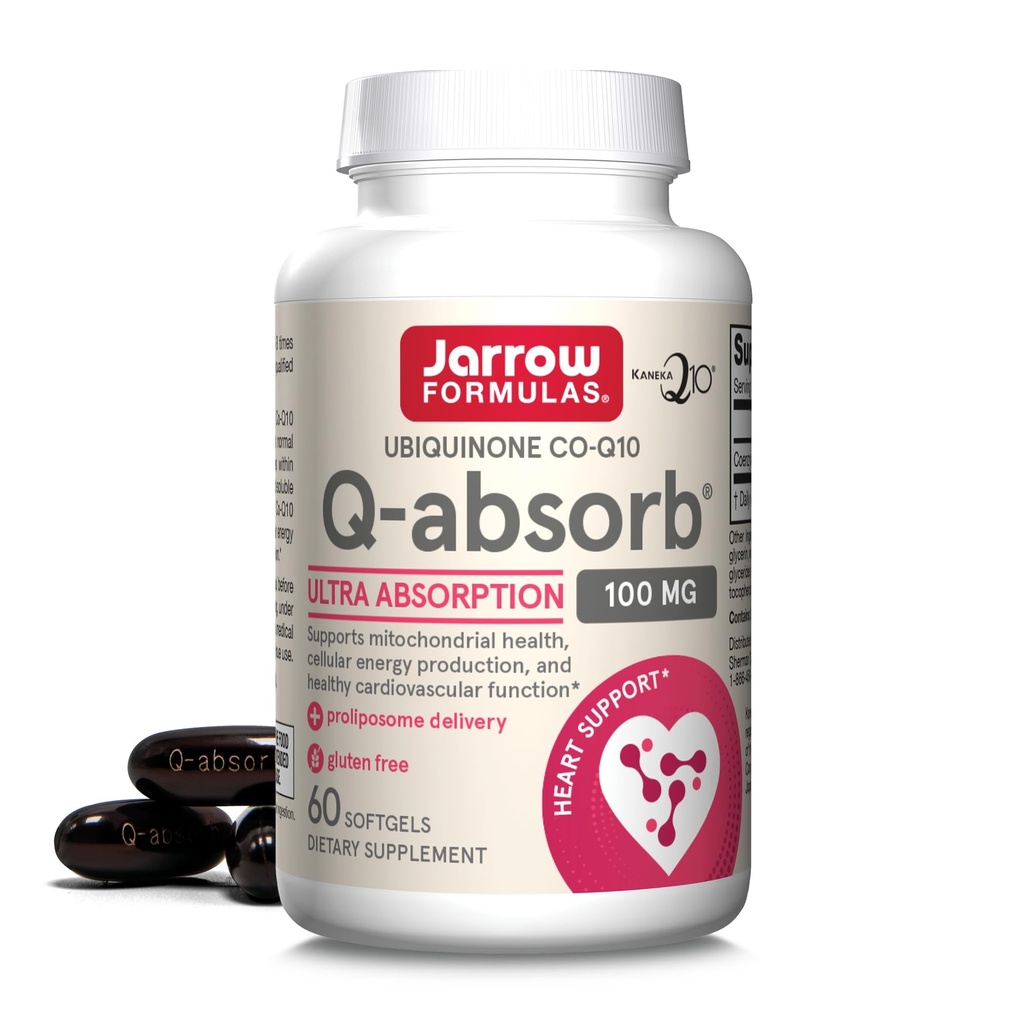 Jarrow EFLAS Q- absorbuje Co- Q10 100 mg - 60 Softgels - Suplement diety - Przeciwutleniacz Wsparcie dla Mitochondrial Energy Production & Cardival Health - Do 60 Służenie