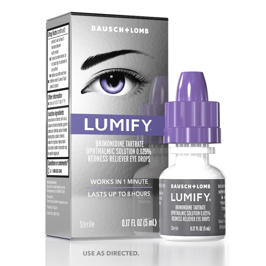 LUMIFY krople do oczu czerwonych, czerwień Reliever dla jaśniejszych oczu patrząc, działa w 1 minucie i trwa do 8 godzin, krople do oczu, 0,17 Fl Oz (5 ml)