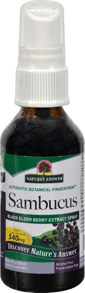 Odpowiedź natury Sambucus Syrup Ekstrakt Spray 2 Płynne uncje 124; Immune Booster na Go 124; Przyjazny podróży 124; Bogaty w przeciwutleniacze 124; Naturalne wsparcie immunologiczne