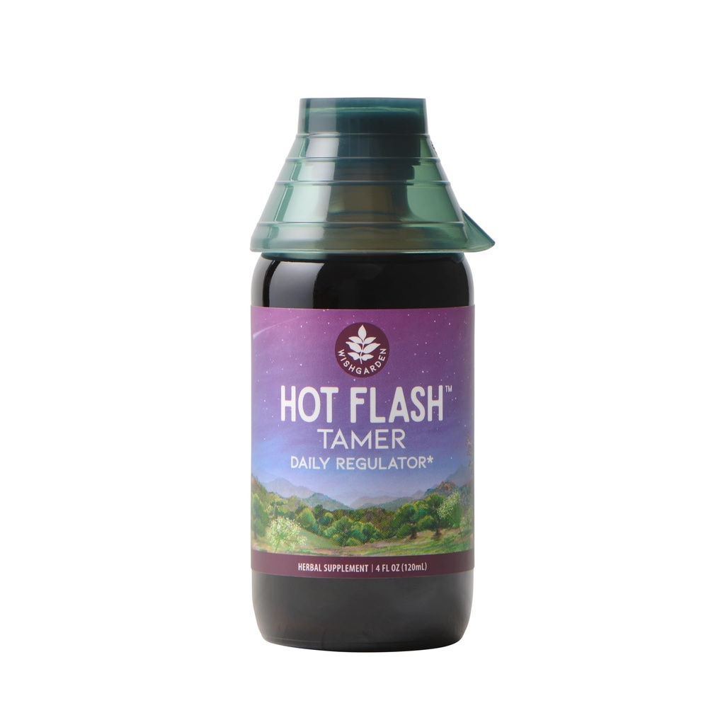 WishGarden Herbs Hot Flash Tamer - Plant- Herbal Hot Flash Relief & Night Sweats Suplement z Black Cohosh & Vitex Berry wspiera zdrowe poziomy hormonu, menopauzy ulgi dla kobiet, 4oz