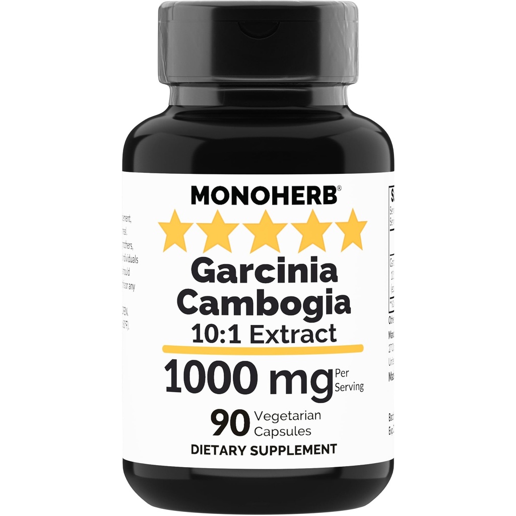 MONOHERB Garcinia Cambogia 1000 mg - 90 kapsułek Veg - Wysoka potencja 10: 1 Ekstrakt