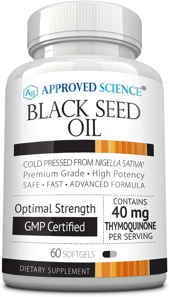 Zatwierdzone Science Black Seed Oil - Cold Pressed Nigella Sativa - Wzmacnianie odporności, układu oddechowego, kognitywnego i zdrowia trawiennego - 2% Thymoquinone - 1 butelka - 60 Softgels - Made in USA
