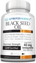 Zatwierdzone Science Black Seed Oil - Cold Pressed Nigella Sativa - Wzmacnianie odporności, układu oddechowego, kognitywnego i zdrowia trawiennego - 2% Thymoquinone - 1 butelka - 60 Softgels - Made in USA