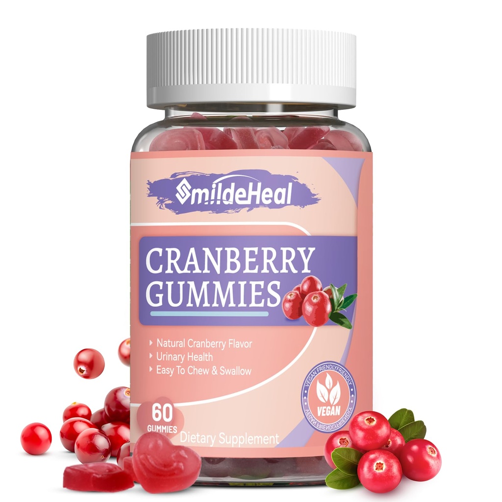 Gummy żurawinowe 1000mg, Suplementy żurawinowe dla kobiet, z D- Mannose 250mg, Kobiet Probiotyczne Gummie, Zdrowie Trakt moczowy, Smak żurawiny, NO GMO, 60 Hrabia