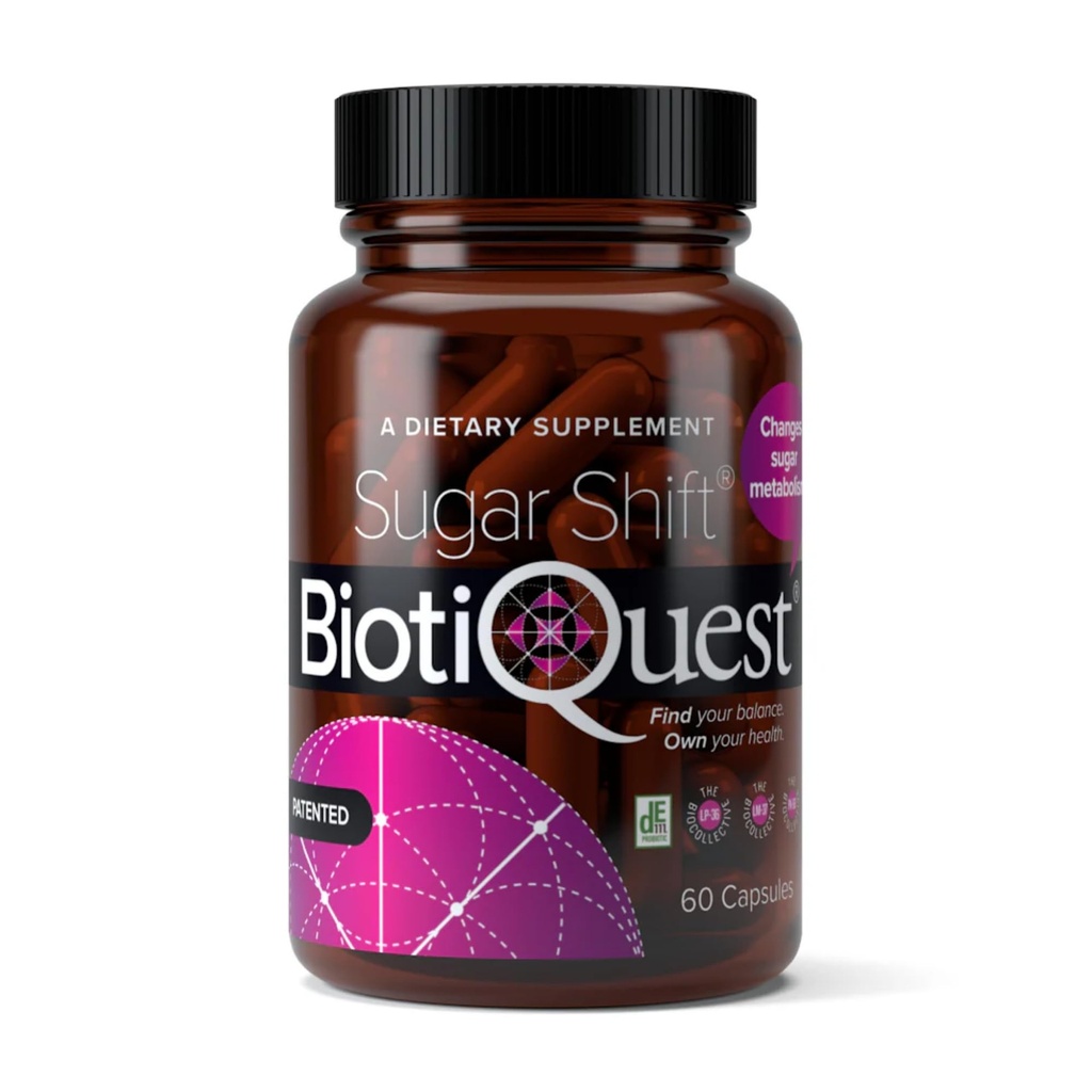 BiotiQuest Sugar Shift Probiotyki do wspierania przed patogenami i chronić swój system immunologiczny, 22 Miliard CFU, Non-GMO i Gluten Free, 60 Kapsułki