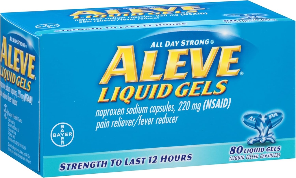 Płynne żele Aleve z Naproxen Sodu, 220mg (NLPZ) Reliever Pain / Fever Reducer, 80 Count (Pack of 2)