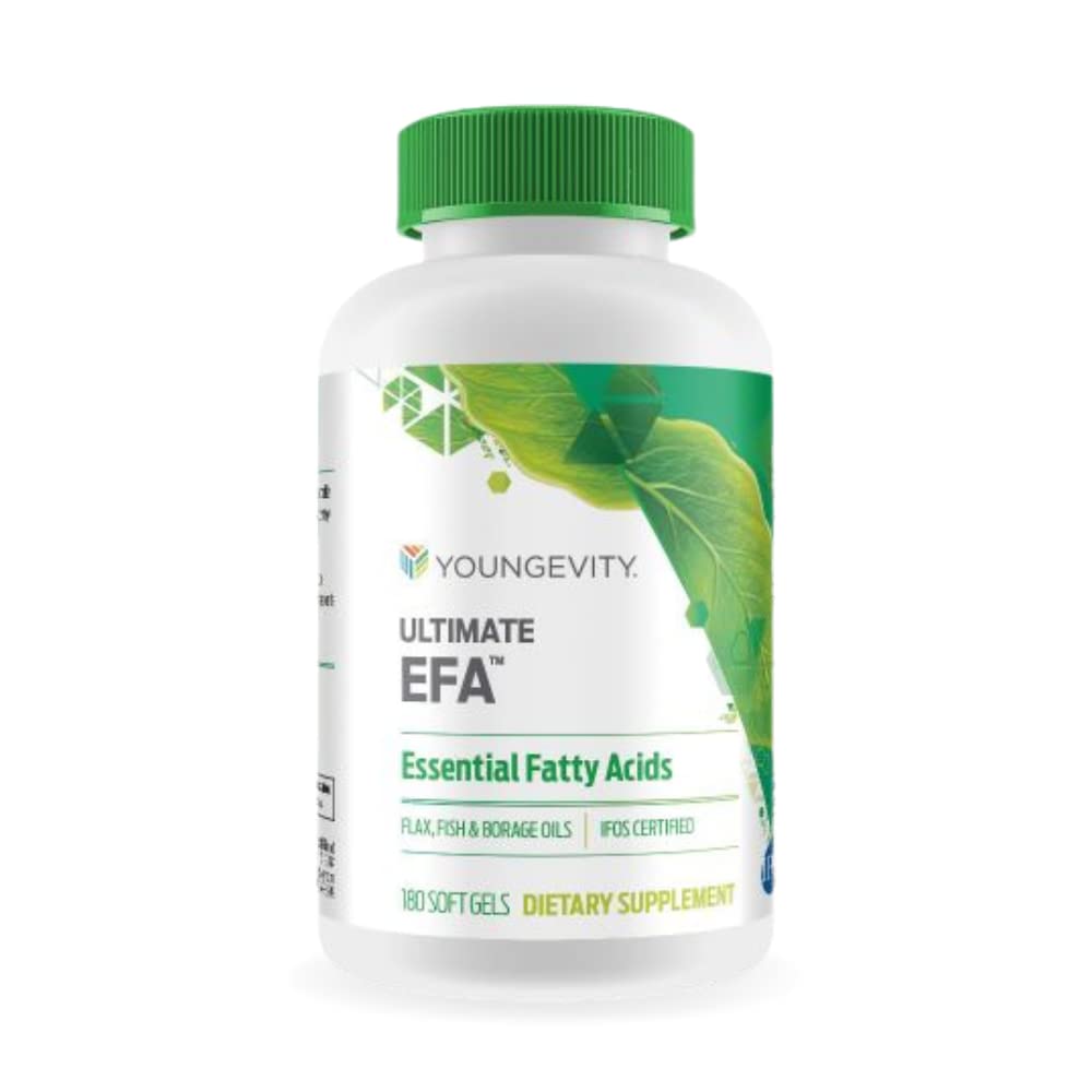 Youngevity Ultimate EFA - Organiczne Źródło Esential Fatty Acids 124; Omega 3, 6, & 9 Acids 124; Made from Borage, Flax & Fish Oil 124; 180 Count (180 Count (Pack of 1))
