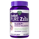 ZzzQuil Pure Zzzs Zzzs Relaksja mięśni Melatonin Sleep Aid Gummies, Wspiera funkcje mięśniowe, Pomaga Upadek zasnąć naturalnie, szybko, Melatonina + Magnez, Brak Goginess Next- Day, Bez narkotyków, 60ct