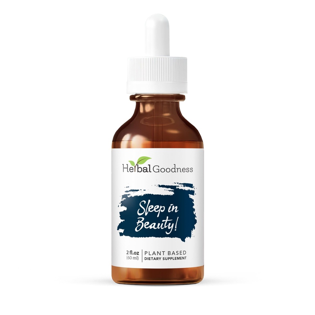 Sleep in Beauty - Organic Valerian Liquid Drops 2 Fl. oz, Lemon Balm, Natural Sleep Support dla dorosłych, Rest & Relaxation Aid, Non-GMO, Wegan, Gluten- Free, USDA Organic, No Melatonin