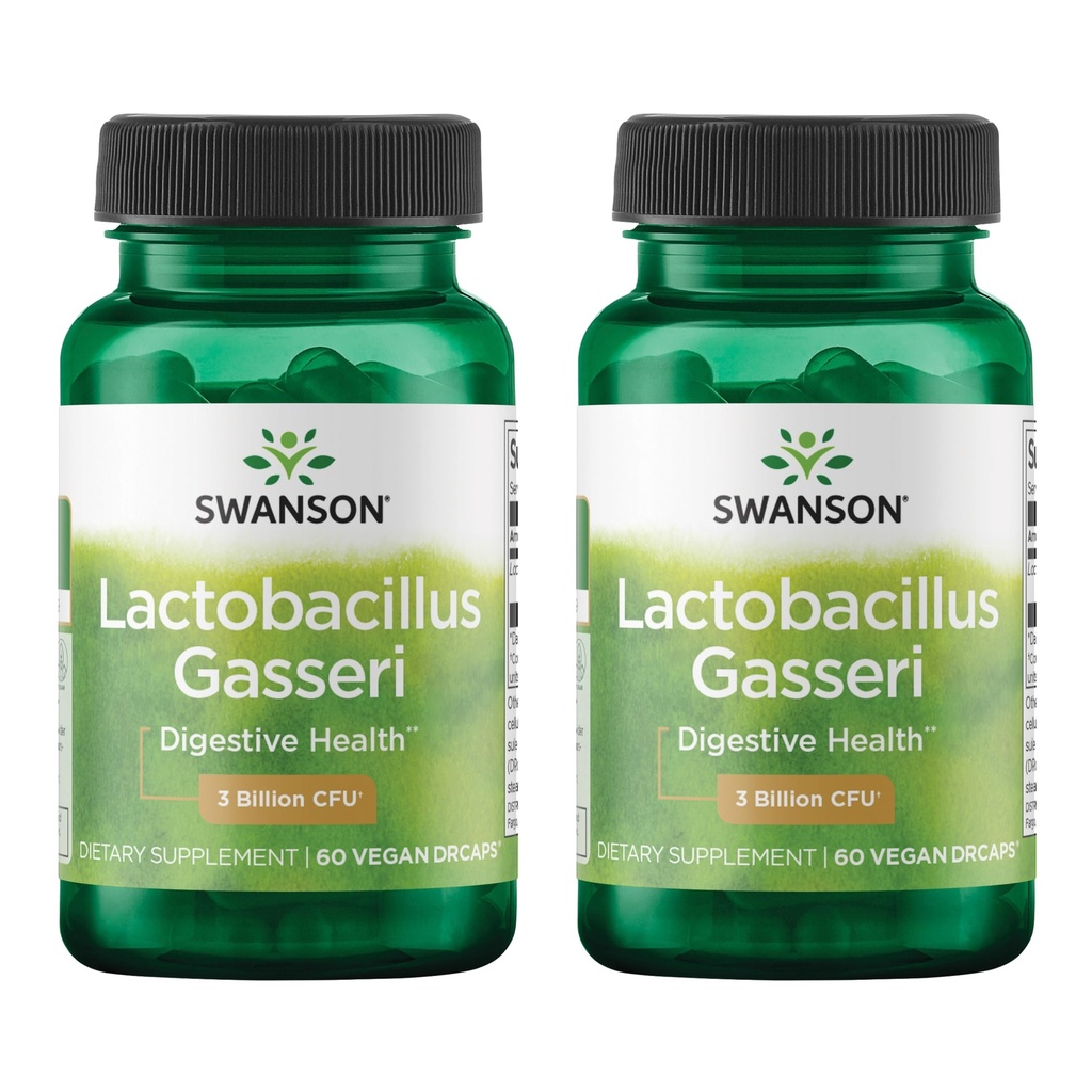 Swanson Lactobacillus Gasseri - Suplement Probiotyczny wspierający zdrowie pokarmowe z 3 Miliardami CFU - Satyety & Fat Metabolizm Wsparcie - (60 Kapsułki wegetariańskie) 2 Butelki