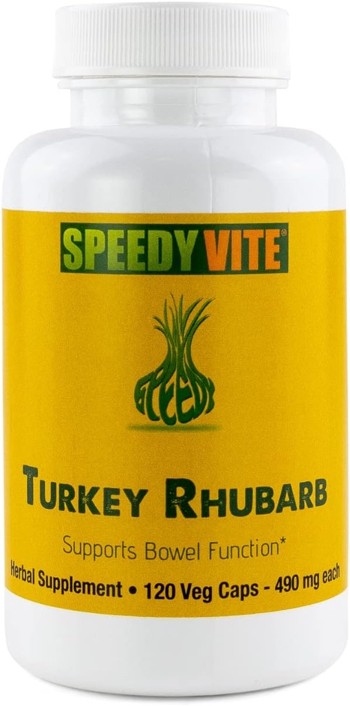 SpeedyVite ® Turkey Rhubarb Formuła 124; Supports Bowel Function * Supports 124; Colon Detox and Cleanse Formula 124; Zawiera Cascara Sagrada, Senna, Psyllium, Aloe Vera, Slippery Elm and More (1x 120 Veg Caps)