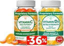 Lunakai Witamina C i Witamina D3 Gummies Bundle - 300mg Organic, Non-GMO, Wegański Gummy do żucia - Odporność, kości i nastrojów Suplement dla dorosłych