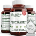 Natural Nutra Red Yeast Rice Extract, wsparcie sercowo-naczyniowe, Pomaga zwiększyć odporność, Pomaga utrzymać tkanki tłuszczowej i zdrowia serca, Poprawa trawienia, Gluten Free Supplements, 600 mg 60 Kapsułki (3 Pack)