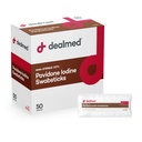 Dealmed Powidon Jod 10% Swabsticks - Indywidualnie uszczelnione pakiety idealne do pielęgnacji rany i przenośne zestawy pierwszej pomocy, 50 / Box (opakowanie po 1)