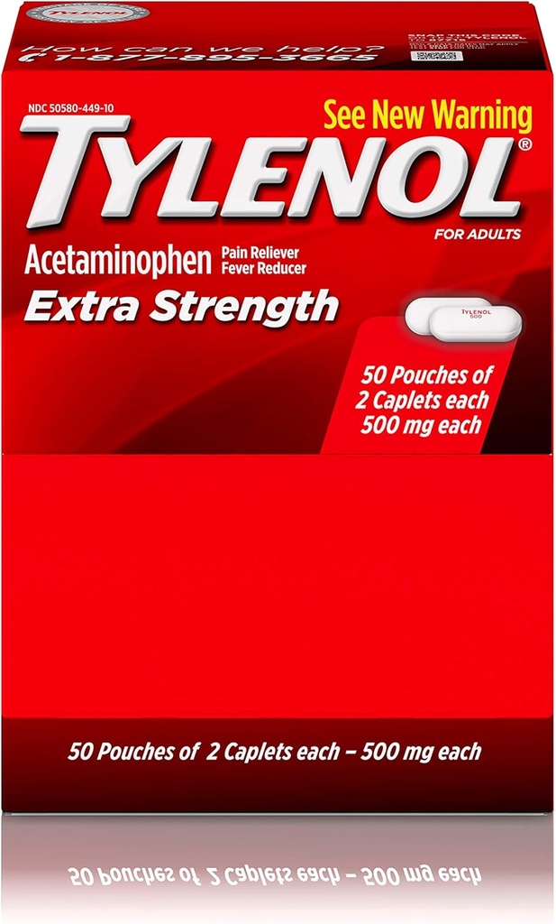 Tylenol Dodatkowa siła Kaplety, 100 Hrabia, Opakowanie po 2