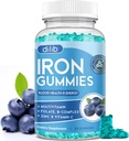 Żelazne gumki z multivitaminą, Żelazo suplement dla kobiet i mężczyzn z cynku, Witamina B Complex & C, B12, Folate - Blood Builder & Wsparcie energetyczne dla dorosłych i dzieci - Blueberry Flavor, Wegan 60 Gummies