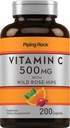 Piping Rock witaminy C 124; 500mg witaminy 124; 200 Kaplet 124; z Rose HIPS 124; Wegetarianin, Non-GMO, Gluten suplement wolny