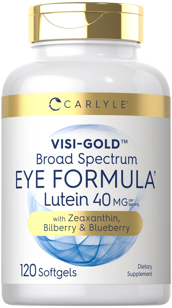 Carlyle Eye Health Supplement | 120 Softgels | with Lutein 40mg, Zeaxanthin, Bilberry and Blueberry | Broad Spectrum Eye Support Vitamins | Non-GMO, Gluten Free Formula