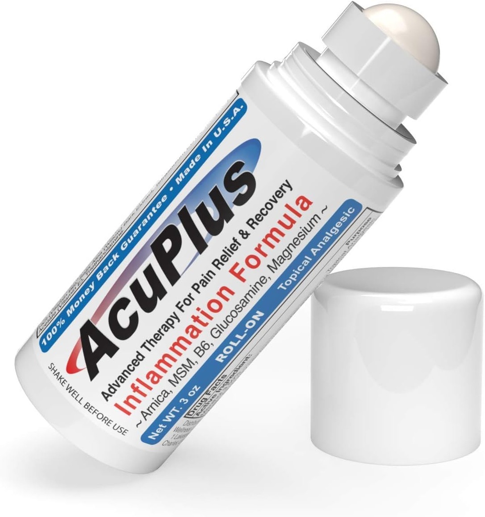 AcuPlus - Pain Relief Roll On - Topical Antiflammative Soothe Muskles & Joints - zapalenie stawów Reliever, Bursitis, Tendonitis Cream - TSA Compliant, Wygodne Roll On - 3 fl. oz. (Opakowanie 1)