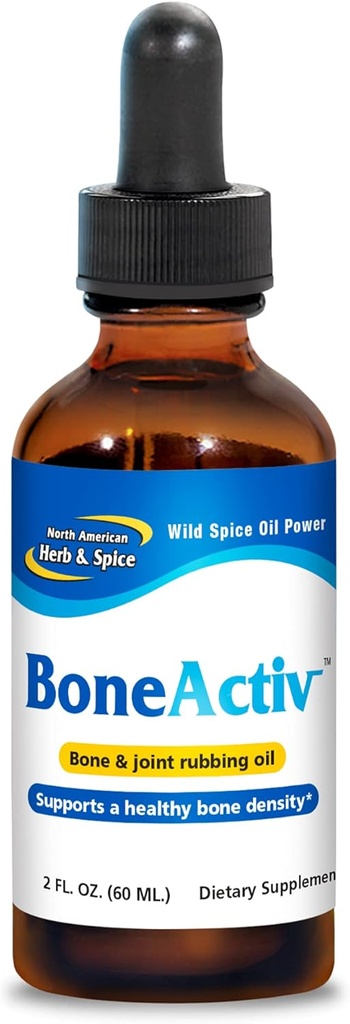 North American Herb & Spice BoneActiv - 2 fl. oz. - Bone & Joint Rubbing Oil - Wspiera zdrowe kości - Non-GMO, Wegan - 346 Sługi