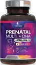 Witaminy prenatalne z kwasem foliowym & DHA, Wsparcie rozwoju mózgu płodu z folianem & Omega 3, Multiwitamina prenatalna dla kobiet, Witamina A, C, D, B6, B12 & Żelazo, Suplement do Ciąża - 120 Softgels