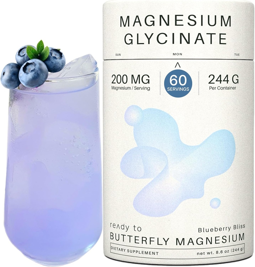 Magnezu Glicynian Proszek 200mg Wewnątrz 124; Wysoka Absorpcja Chelatynowany Bisglicynian z organiczny motyl Pea Kwiat 124; Pomaga Stress Relief, Calm & Sleep Between 124; 8.6 oz, 60 Służenie