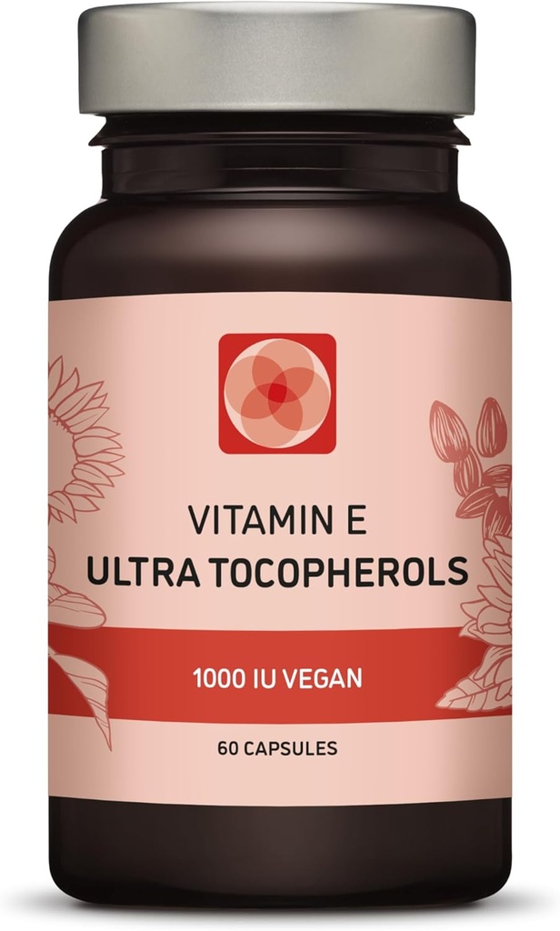 Witamina E 1000 IU Ultra Tocoferol 450mg Witamina E Wegan - Wszystkie 4 Tokoferole - Alpha Tocoferol + Beta Tocoferol + Gamma Tocoferol + Delta Tocoferol - Unikalny d Alpha (180)