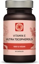 Witamina E 1000 IU Ultra Tocoferol 450mg Witamina E Wegan - Wszystkie 4 Tokoferole - Alpha Tocoferol + Beta Tocoferol + Gamma Tocoferol + Delta Tocoferol - Unikalny d Alpha (180)