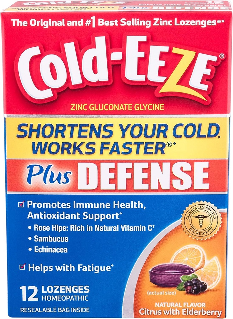 Cold- EEZE Plus Cold- Skrócenie Lozenges, 12 Hrabia, Cold Remedy, Citrus z Elderberry Flavor